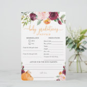 Baby voorspellingen kaart herfst baby shower (Staand voorkant)