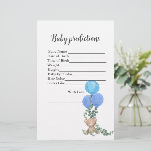 Baby voorspellingen Oh Boy Beer ballon Eucalyptus (Staand voorkant)