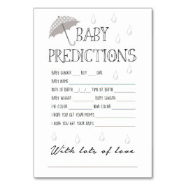 Baby voorspellingen spel voor Baby shower Kaart