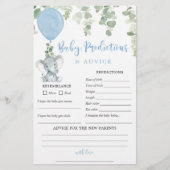 Baby voorspellingskaart Elephant blue ballon (Voorkant)