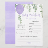Baby voorspellingskaart paars ballonmeisje (Voorkant / Achterkant)