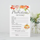 Baby voorspellingskaart pompoenen baby shower (Staand voorkant)