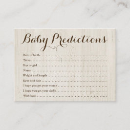 Baby-voorspellingskaart voor Baby shower - Rustic Contactkaartje