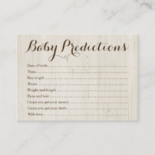 Baby-voorspellingskaart voor Baby shower - Rustic  Contactkaartje