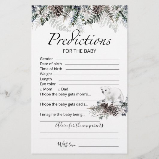 Baby voorspellingskaart winterbaby shower (Voorkant)