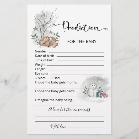 Baby voorspellingskaart winterbaby shower (Voorkant)
