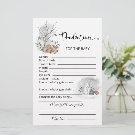 Baby voorspellingskaart winterbaby shower (Staand voorkant)