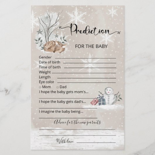Baby voorspellingskaart winterbaby shower (Voorkant)