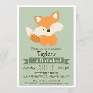 Baby Vos, Bosdier Kinderverjaardagsfeestje Kaart