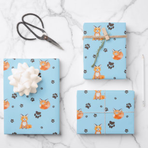 Baby Vos Dier Slaap Pootafdrukken Sporen Inpakpapier Vel
