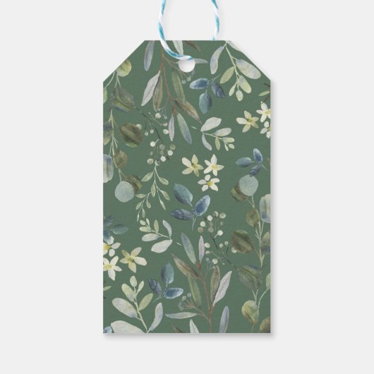 Baby Vos Eucalyptus Groene Bladeren Bruiloft Favor Cadeaulabel (Achterkant)