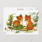 Baby vossen die naar de vogel luisteren briefkaart (Voorkant / Achterkant)