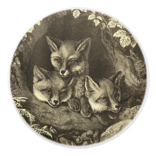  baby vossenbos keramische knop (Voorkant)