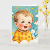 Baby Vouwkaart Kaart (Gele Bloem)