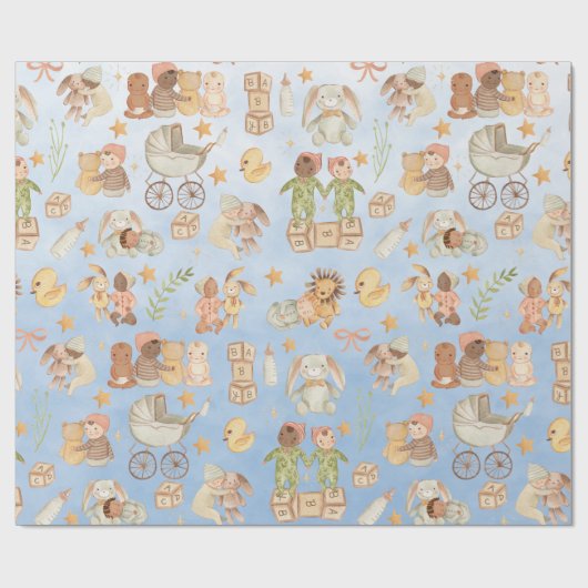  Baby & Vrienden Eerste Verjaardagsfeest Cadeaupapier (Vlak)