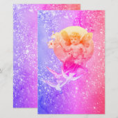 BABY VRIJ, DOVES, BLUE PAARSE PINK SPARKLES, Fanta Briefpapier (Voorkant / Achterkant)