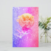 BABY VRIJ, DOVES, BLUE PAARSE PINK SPARKLES, Fanta Briefpapier (Staand voorkant)