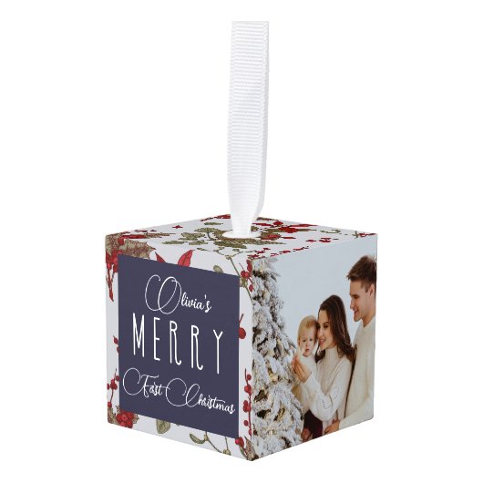 Baby Vrolijk eerste kerstfeest, naam en foto's, Decoratie (Voorkant hoekig)