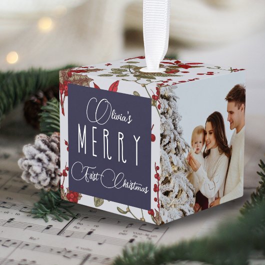 Baby Vrolijk eerste kerstfeest, naam en foto's, Decoratie