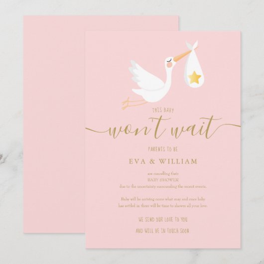 Baby Wacht Niet Update Roze Kaart (Voorkant / Achterkant)