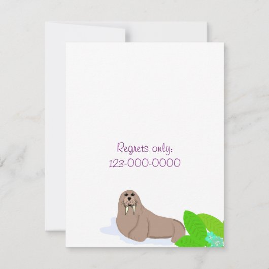 Baby Walrus Baby shower Uitnodiging (Achterkant)