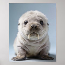 Baby Walrus Portret Arctische Kinderkamer Kunst