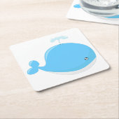 Baby walvis kawaii cartoon kind kartonnen onderzetters (Schuin)