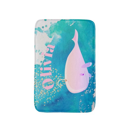 Baby walvis - roze zout - zurier badmat (Voorkant Verticaal)