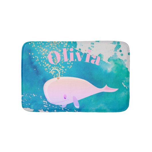 Baby walvis - roze zout - zurier badmat (Voorkant)