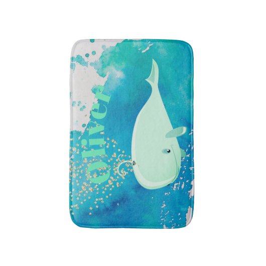 Baby walvis - snuffelblauwe zurrie badmat (Voorkant Verticaal)