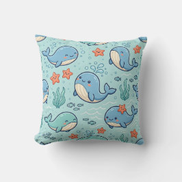 Baby Walvis Worpkussen – Oceaan Pastel Patroon Kussen