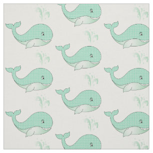 Baby walvissen in groene pooldots   DIY-achtergron Stof