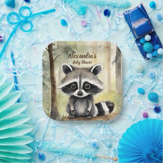 Baby wasbeer Genderneutraal Baby shower Papieren Bordje (Feest)