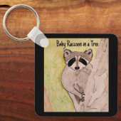 Baby wasbeer in een boom sleutelhanger (Voorkant)