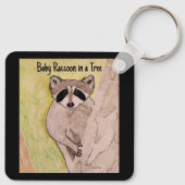 Baby wasbeer in een boom sleutelhanger (Achterkant)