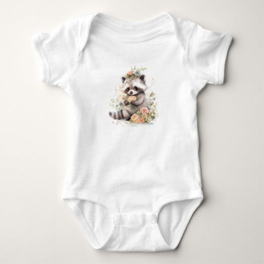 Baby wasbeer met bloemen romper (Voorkant)