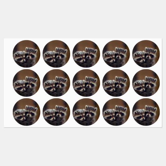 Baby wasberen huddle in vallende sneeuw labels (Vel)
