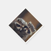 Baby wasberen huddle in vallende sneeuw servet (Hoek)