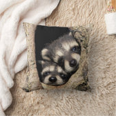 Baby wasberen in boomholte Procyon Kussen (Deken)