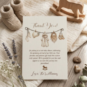 Baby Waslijn Baby Shower Gestreept Bedankkaart