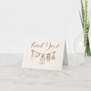 Baby Waslijn Baby Shower Gestreept Bedankkaart