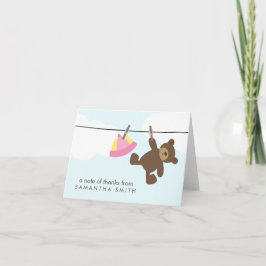 Baby waslijn bedankbriefjes {roze} bedankkaart