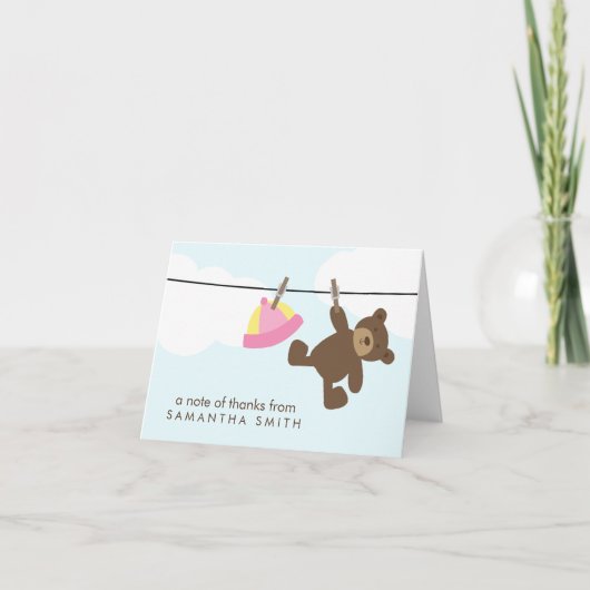 Baby waslijn bedankbriefjes {roze} bedankkaart (Voorkant)