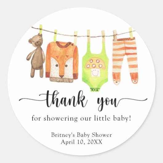 Baby Waslijn - dank je Ronde Sticker (Voorkant)