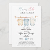 Baby waslijn Geslacht Onthul uitnodiging, uitnodig Kaart (Voorkant / Achterkant)