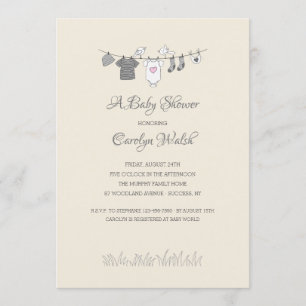 Baby Waslijn Meisje Baby Shower Uitnodiging
