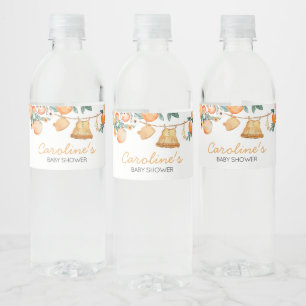 Baby waslijn Oranje vruchten Baby shower Waterfles Etiket