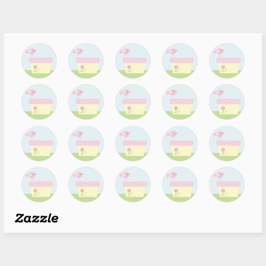 Baby Wasserij (roze) Ronde Sticker (Vel)