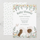 Baby Waterverf Floral Typography Baby shower Invi Kaart (Voorkant / Achterkant)