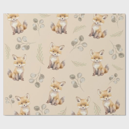 Baby Waterverf Fox Cadeaupapier (Vlak)